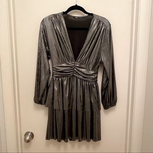 Zara dark grey metallic dress size S